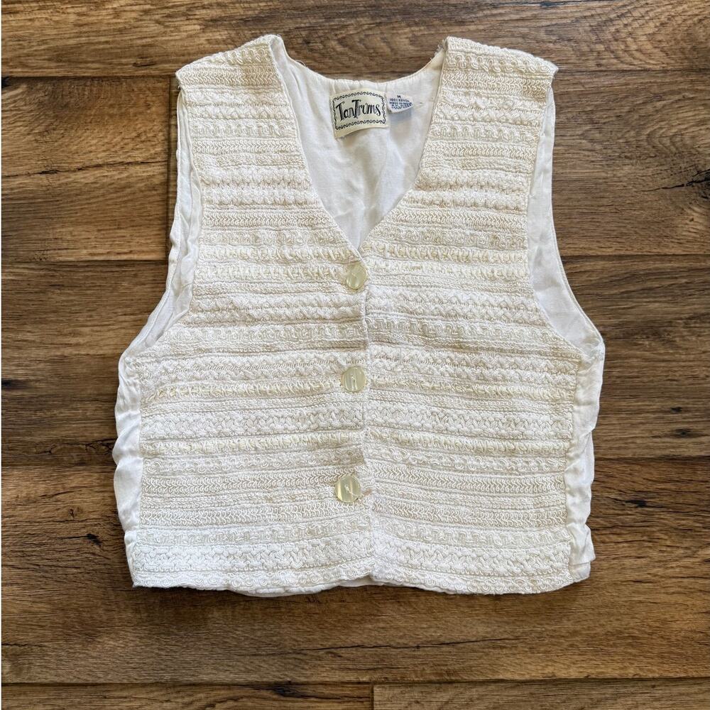 Vintage 90s Tantrums Cropper Knit Abstract Beaded Vest